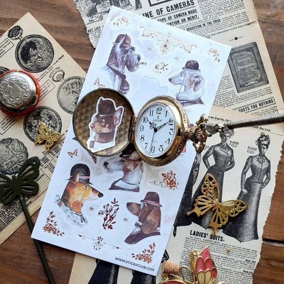 3‎ for $15 - NEW Dapper Dogs Sticker Sheet - Vintage & Retro Stickers - Picture 4 of 4